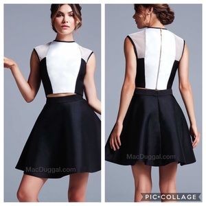 ieena for Mac Duggal Mesh Black White Cropped Top